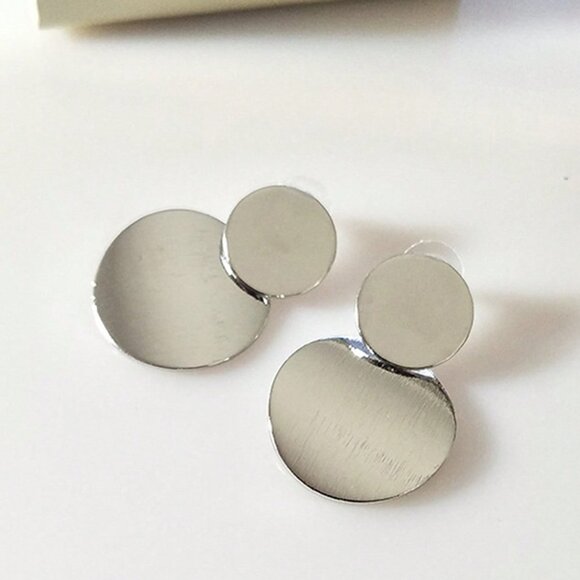 Dangle Earrings, Stainless Steel Round Minimalist Trendy Drop Earrings - Picture 6 of 10